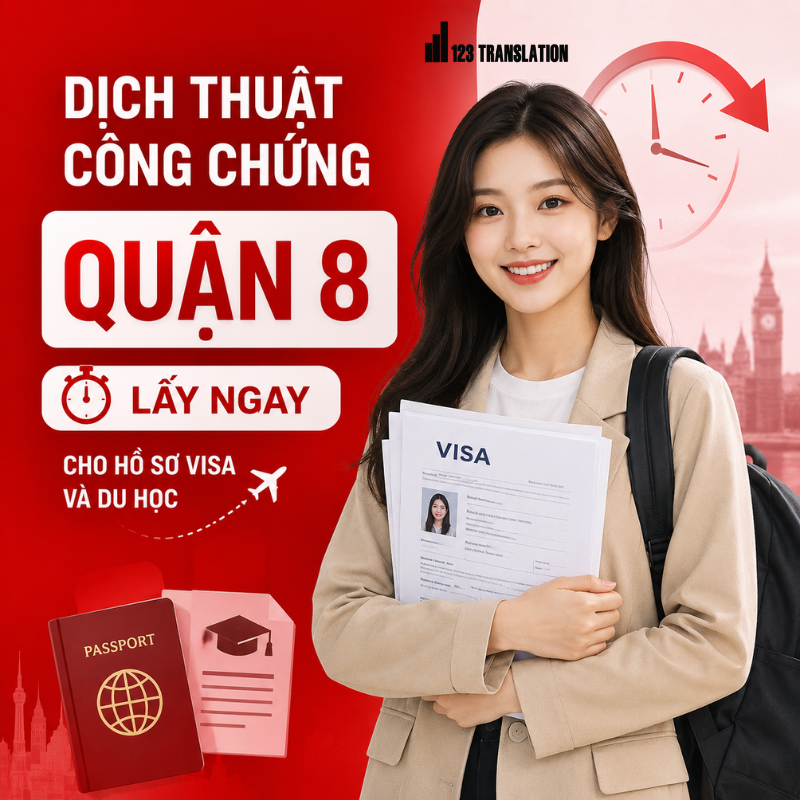 Dịch thuật công chứng Quận 8 lấy ngay – hỗ trợ hồ sơ visa, du học nhanh chóng, chính xác và thuận tiện