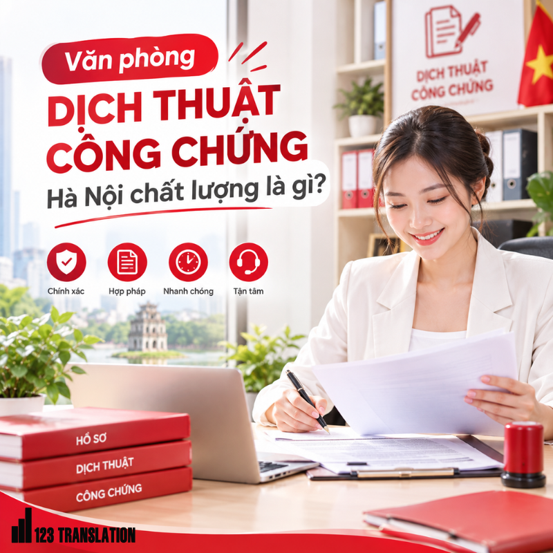 Khi lựa chọn Văn phòng dịch thuật công chứng Hà Nội chất lượng, khách hàng nên quan tâm đến trình độ chuyên môn, quy trình xử lý và khả năng bảo mật thông tin.