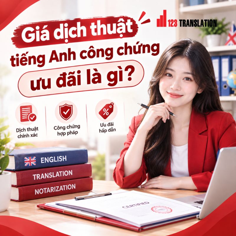 Giá dịch thuật tiếng Anh công chứng ưu đãi phụ thuộc vào loại giấy tờ, số lượng trang, nội dung và thời gian khách hàng yêu cầu.