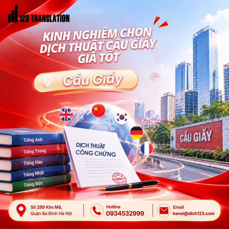 Top 10 dịch thuật Cầu Giấy giá tốt là nguồn tham khảo hữu ích cho sinh viên, người lao động và doanh nghiệp cần dịch hồ sơ du học, visa, định cư hoặc tài liệu chuyên ngành.